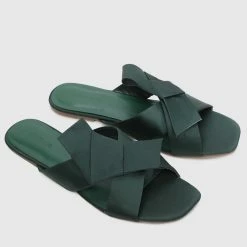 Milliotandco Joetta Criss Cross Flat Sandals (Green) Shoes