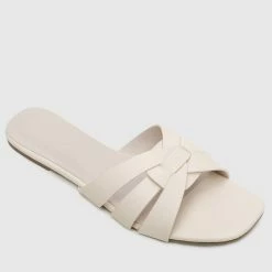 Milliotandco Shoes Joyce Open Toe Flat Sandals (White)