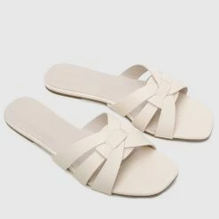 Milliotandco Shoes Joyce Open Toe Flat Sandals (White)