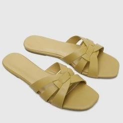 Milliotandco Shoes Joyce Open Toe Flat Sandals (Yellow)