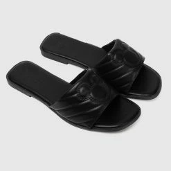 Milliot & Co Shoes Disney Mickey The Iconic Open Toe Sandals & Flip Flops (Black)