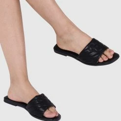 Milliot & Co Shoes Disney Mickey The Iconic Open Toe Sandals & Flip Flops (Black)