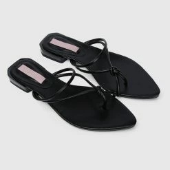 Milliot & Co Shoes Nurita Harith Halle Pointed Toe Sandals & Flip Flops (Black)