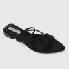 Milliot & Co Shoes Nurita Harith Halle Pointed Toe Sandals & Flip Flops (Black)