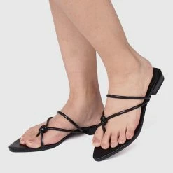 Milliot & Co Shoes Nurita Harith Halle Pointed Toe Sandals & Flip Flops (Black)