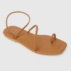 Milliotandco Disney Rapunzel I See Braided Square Toe Sandals Toe Ring Sandals & Flip Flops (Brown)