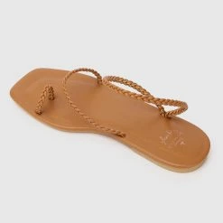 Milliotandco Disney Rapunzel I See Braided Square Toe Sandals Toe Ring Sandals & Flip Flops (Brown)