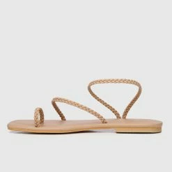 Milliotandco Shoes Disney Rapunzel I See Braided Square Toe Sandals Toe Ring Sandals & Flip Flops (Nude)
