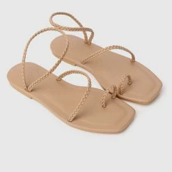 Milliotandco Shoes Disney Rapunzel I See Braided Square Toe Sandals Toe Ring Sandals & Flip Flops (Nude)