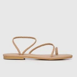 Milliotandco Shoes Disney Rapunzel I See Braided Square Toe Sandals Toe Ring Sandals & Flip Flops (Nude)