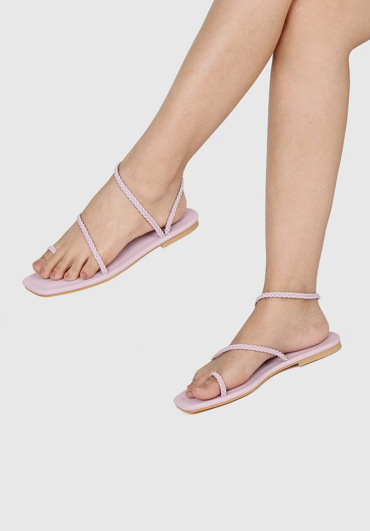 Milliotandco Disney Rapunzel I See Braided Square Toe Sandals Toe Ring Sandals & Flip Flops (Thistle) Shoes