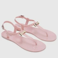 Milliot & Co Flower Power T-Strap Jelly Sandals (Pink) Shoes