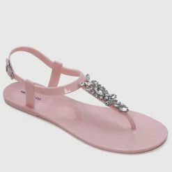 Milliot & Co Shoes Starburst T-Strap Jelly Sandals (Pink)