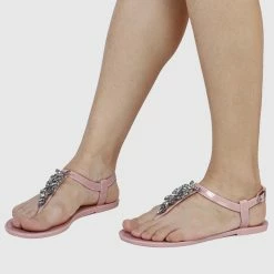 Milliot & Co Shoes Starburst T-Strap Jelly Sandals (Pink)