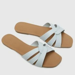 Milliotandco Beach Babe Criss Cross Flat Sandals (Light Blue)