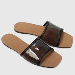 Milliotandco Shoes Gold Digger Open Toe Flat Sandals (Black)