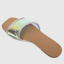 Milliotandco Gold Digger Open Toe Flat Sandals (Silver)