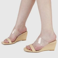 Milliotandco Amazing Open Toe Wedges (Yellow) Shoes
