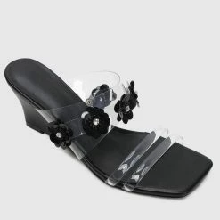 Milliotandco Cristen Open Toe Wedges (Black)