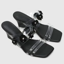 Milliotandco Cristen Open Toe Wedges (Black)