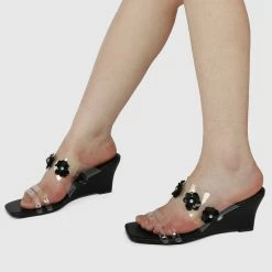 Milliotandco Cristen Open Toe Wedges (Black)