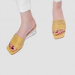 Milliotandco Abilene Open Toe Wedges (Yellow) Shoes