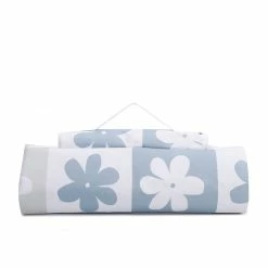 Milliotandco Poppy Printed Picnic Mat (Steel Blue) The Home Edit
