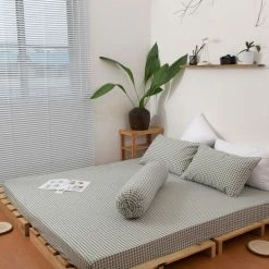 Milliotandco Elly Gingham K 4-pc Fitted Sheet Set (Dark Green)