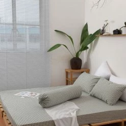 Milliotandco Elly Gingham SS 3-pc Fitted Sheet Set (Dark Green)