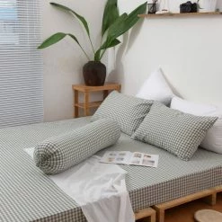 Milliotandco Elly Gingham Q 4-pc Fitted Sheet Set (Dark Green)