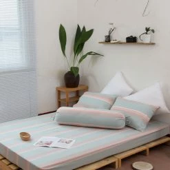 Milliotandco The Home Edit Dora Stripy Q 4-pc Fitted Sheet Set (Steel Blue)