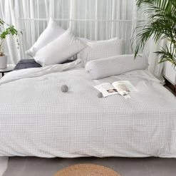 Milliotandco The Home Edit Danyl Checked SS 3-pc Fitted Sheet Set (White)