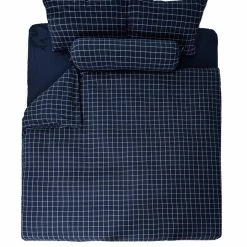 Milliotandco Ohel Gingham Q 5-pc Quilt Cover Set (Midnight Blue)