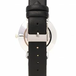 Milliotandco Angel Silver Leather Strap Watch (Black)