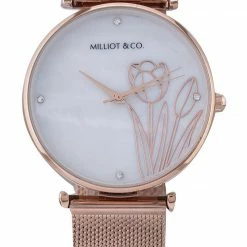 Milliotandco Aria Rose Gold Mesh Strap Watch (Salmon) Accessories