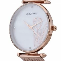 Milliotandco Aria Rose Gold Mesh Strap Watch (Salmon) Accessories