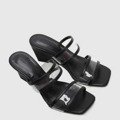 Milliotandco Candida Open Toe Wedges (Black) Shoes