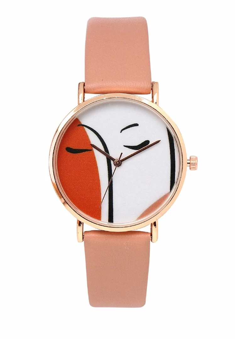 Milliotandco Accessories Carol Rose Gold Leather Strap Watch (Chestnut)