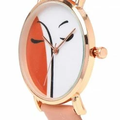 Milliotandco Accessories Carol Rose Gold Leather Strap Watch (Chestnut)