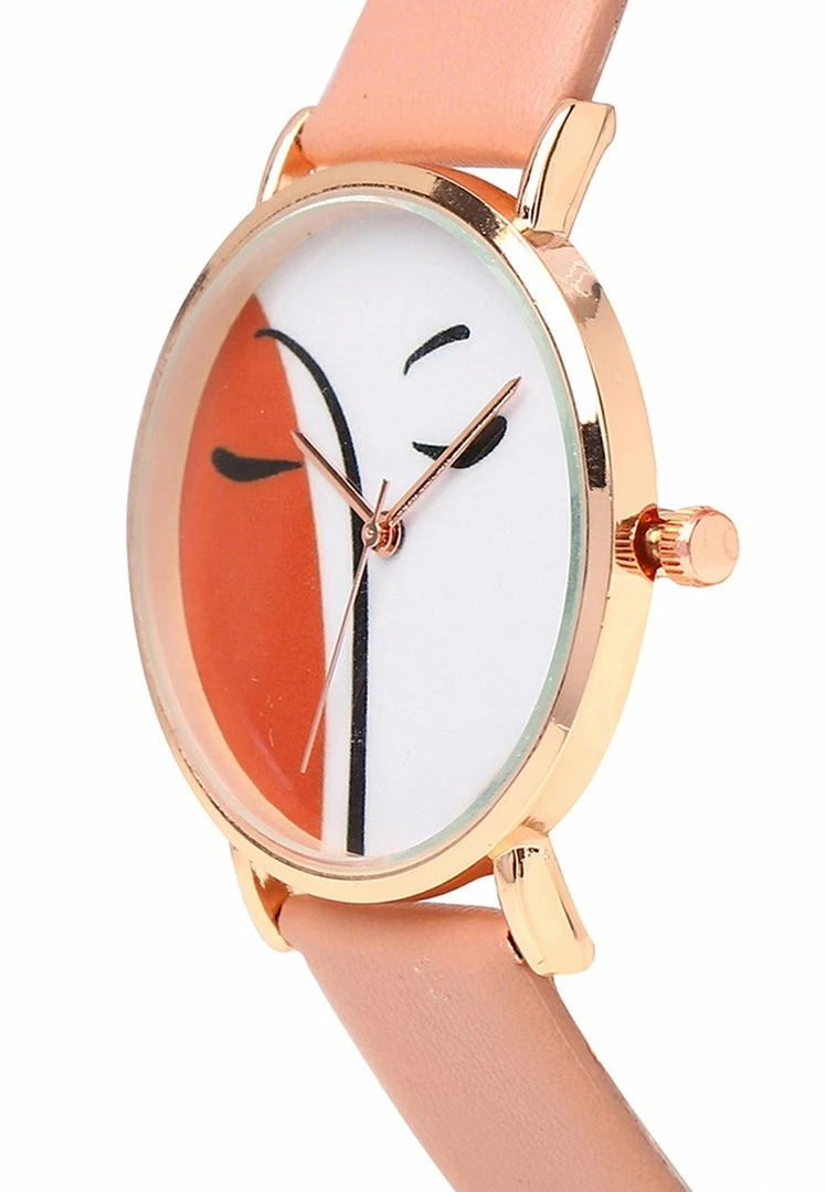 Milliotandco Accessories Carol Rose Gold Leather Strap Watch (Chestnut)
