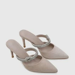 Milliotandco Cassidy Pointed Toe Heels (Beige)