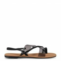 Milliotandco Dainty Toe Ring Flat Sandals (Black) Shoes