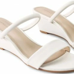 Milliotandco Daring Open Toe Wedges (White) Shoes