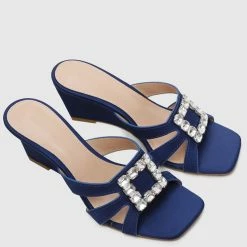 Milliotandco Dindraine Open Toe Wedges (Navy)