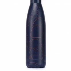 Milliot & Co Doodle Face Vacuum Insulated Stainless Steel Thermal Water Bottle (Deep Sky Blue) The Home Edit