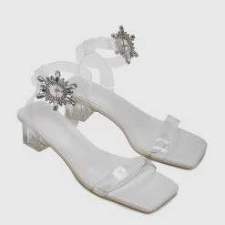 Milliotandco Fancy Gala Open Toe Heels (White) Shoes