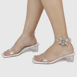 Milliotandco Fancy Gala Open Toe Heels (White) Shoes