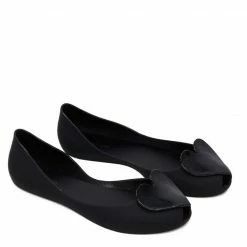 Milliot & Co Shoes Full Of Love Rounded Toe Jelly Ballerina Flats (Black)