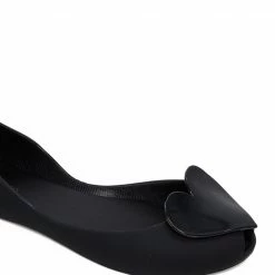 Milliot & Co Shoes Full Of Love Rounded Toe Jelly Ballerina Flats (Black)