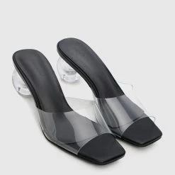 Milliotandco Futuristic Open Toe Heels (Black) Shoes